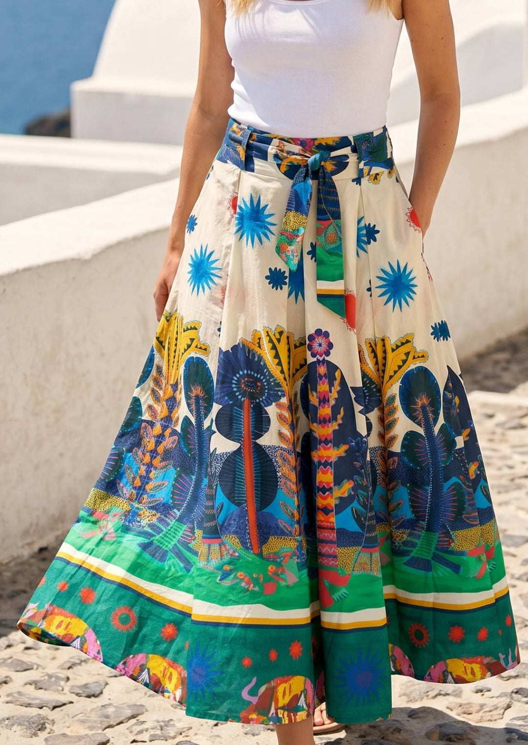 ZF239 Fer Printed Cotton Maxi Skirt