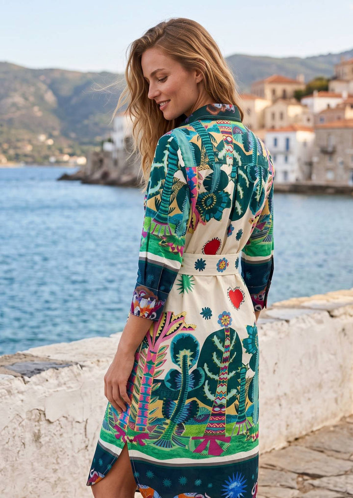 ZF256-239 Savanna Printed Cotton Shirt Dress