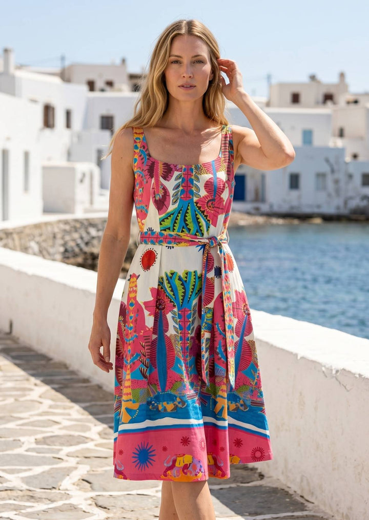 ZF409 Victoria Printed Cotton Knee Dress