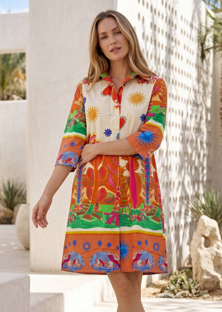 ZF422 Blair Printed Cotton Tunic Dress