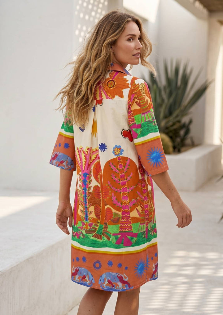 ZF422 Blair Printed Cotton Tunic Dress