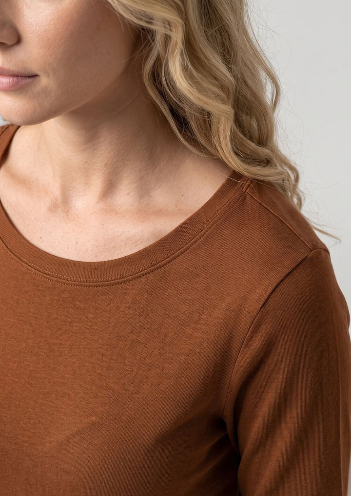 ZF456 Hadley Elbow-Sleeve Knit Cotton Tee