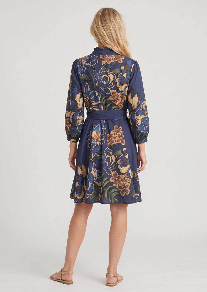 ZF462 Hadley Floral Printed Cotton Belted Dress