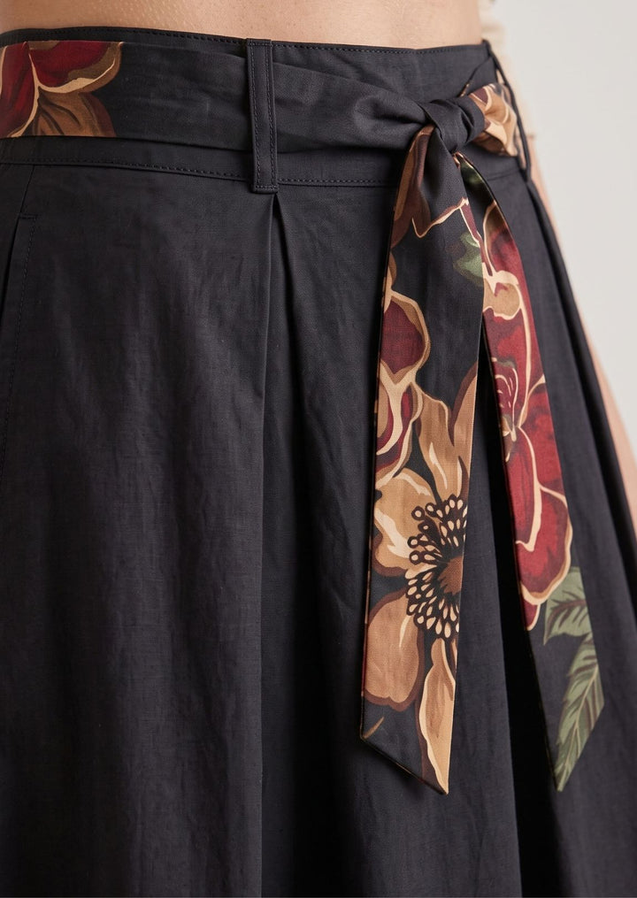 ZF469 Winslet Floral Border Printed Cotton Maxi Skirt (Pre-order)