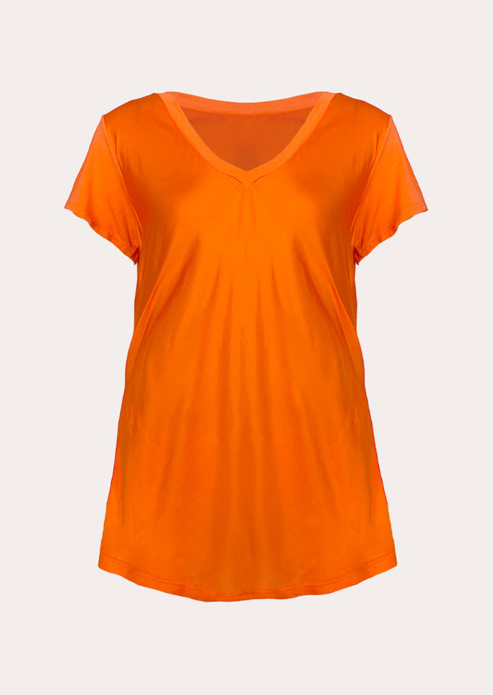 P17738 Aysha V-neck Short Sleeve Satin Top