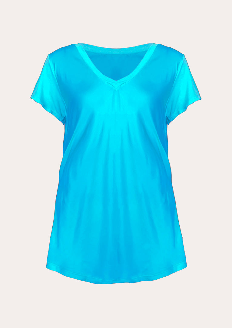 P17738 Aysha V-neck Short Sleeve Satin Top