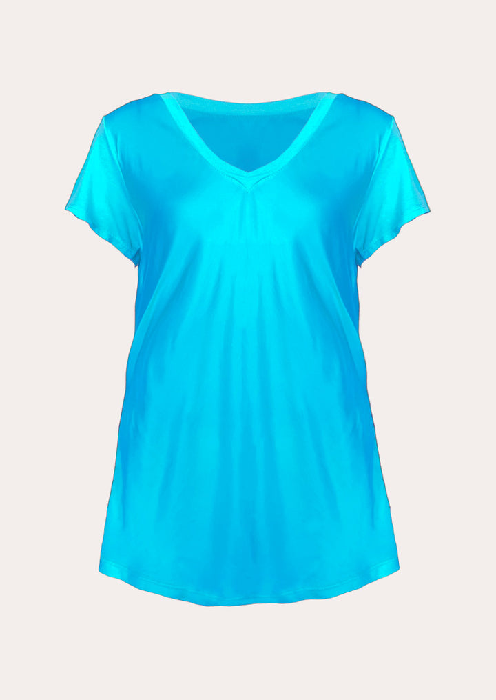 P17738 Aysha V-neck Short Sleeve Satin Top