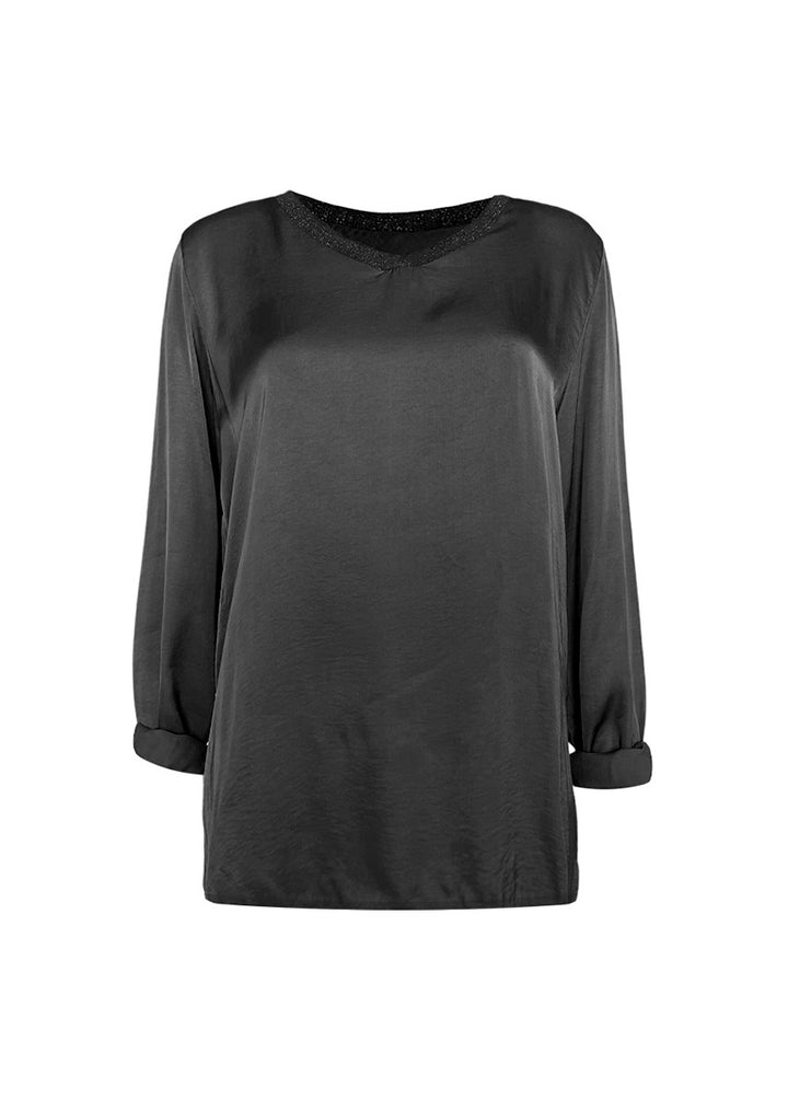 P30065 Alessia Long Sleeve Satin Top