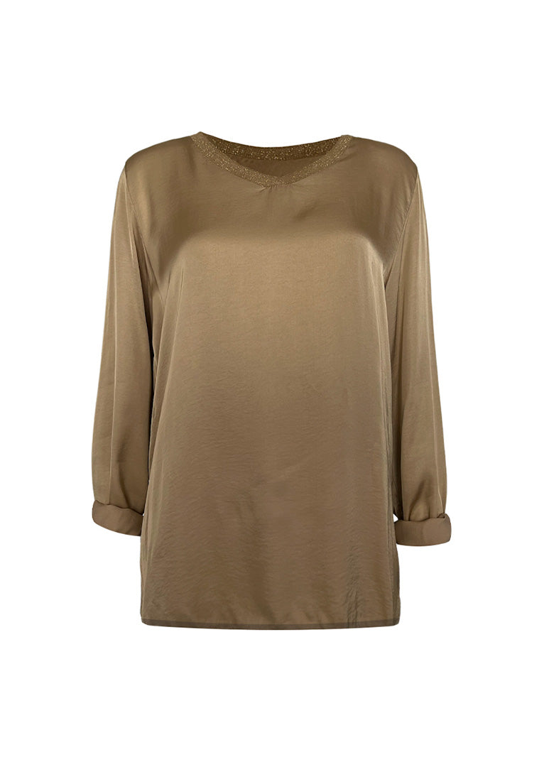 P30065 Alessia Long Sleeve Satin Top