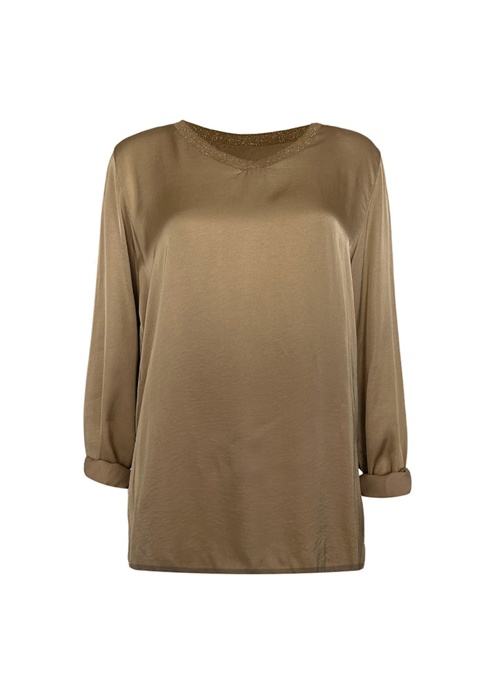 P30065 Alessia Long Sleeve Satin Top