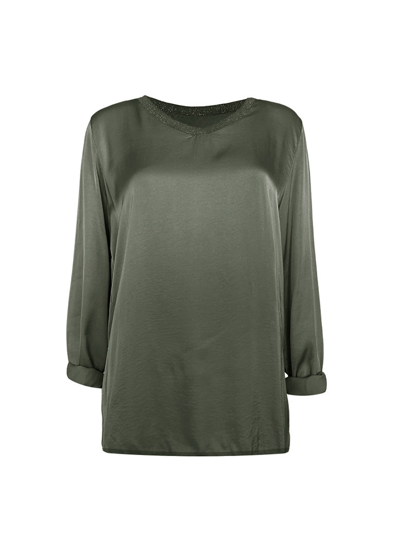 P30065 Alessia Long Sleeve Satin Top