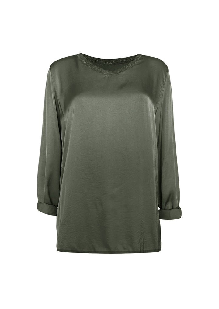 P30065 Alessia Long Sleeve Satin Top