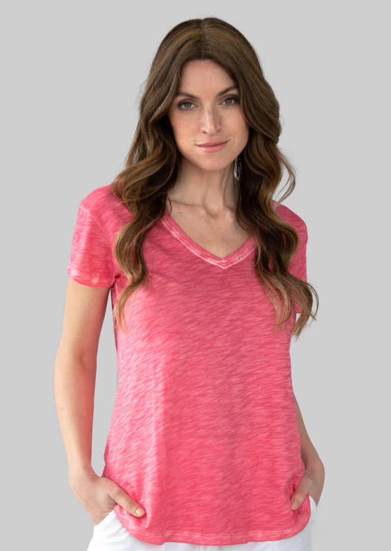 TP-314 Louisa V-Neck Slub Cotton T-Shirt