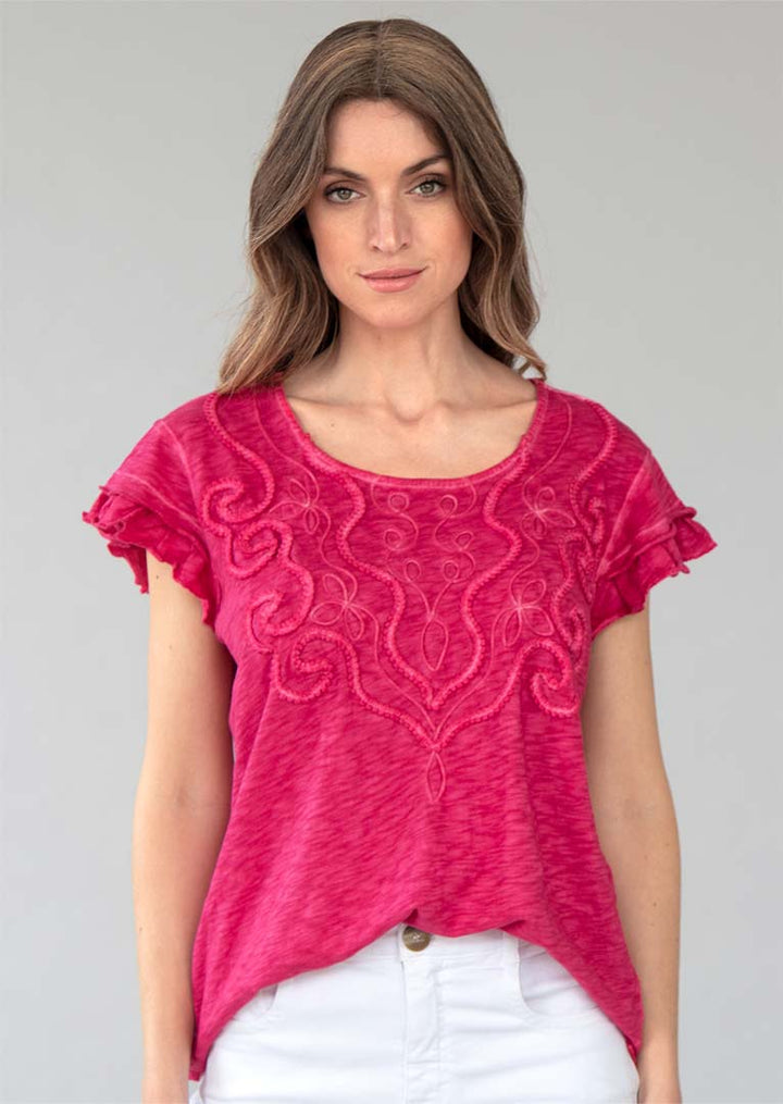 TP-321 Melissa Crew Neck Slub Cotton Top