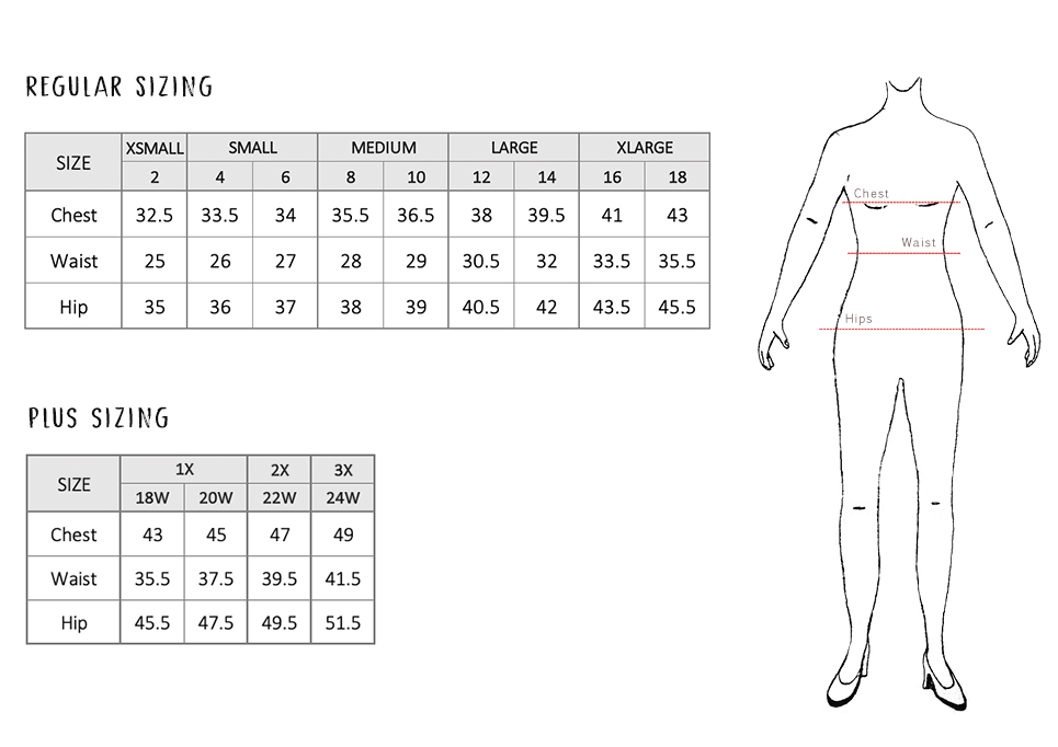 Body Measurements Chart, Womens Body US Size 12