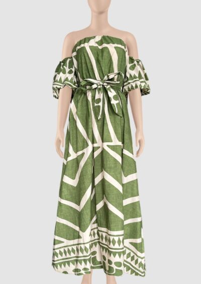 ZF111 Mariana Printed Cotton Off-Shoulder Maxi Dress