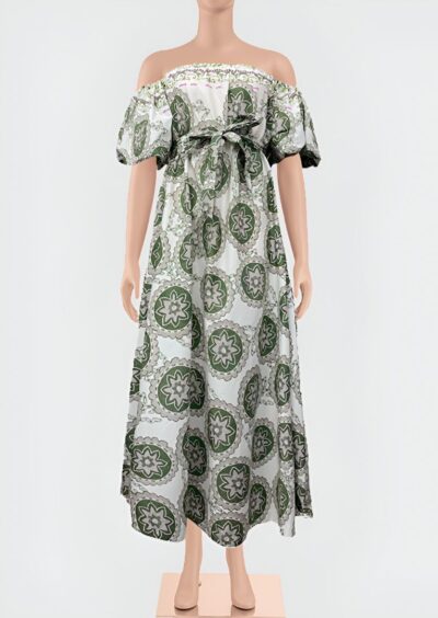 ZF209 Miriam Off-Shoulder Printed Cotton Dress
